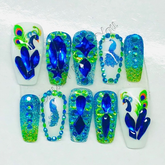 PEACOCK - REGULAR BALLERINA PRESS ON NAILS - Picture 3 of 11